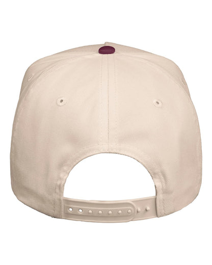 Valucap Five-Panel Twill Cap 8869 #color_Natural/ Maroon