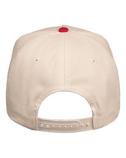 Valucap Five-Panel Twill Cap 8869 #color_Natural/ Red