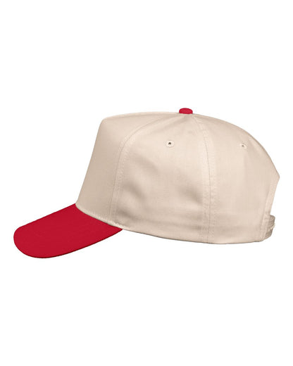 Valucap Five-Panel Twill Cap 8869 #color_Natural/ Red