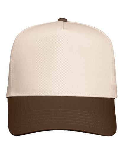 Valucap Five-Panel Twill Cap 8869 #color_Natural/ Brown