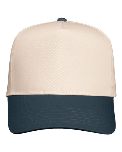 Valucap Five-Panel Twill Cap 8869 #color_Natural/ Charcoal