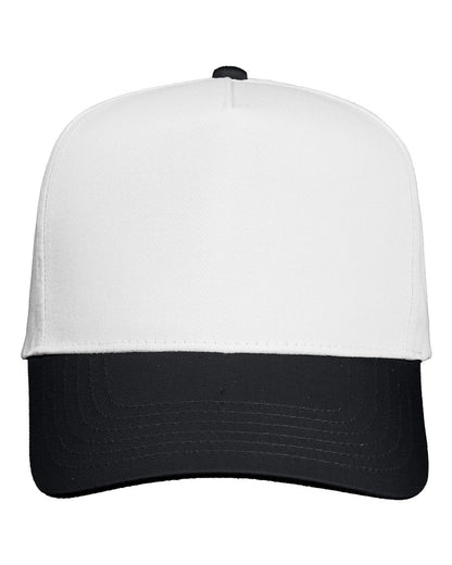 Valucap Five-Panel Twill Cap 8869 #color_White/ Black