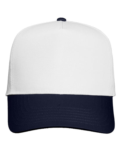 Valucap Five-Panel Twill Cap 8869 #color_White/ Navy