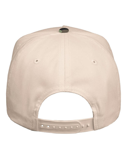 Valucap Five-Panel Twill Cap 8869 #color_Natural/ Camo Green