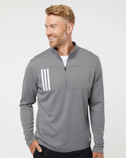 Adidas 3-Stripes Double Knit Quarter-Zip Pullover A482 #colormdl_Grey Three/ White