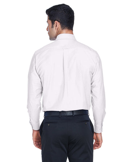 Harriton Men's Long-Sleeve Oxford with Stain-Release M600 #color_WHITE