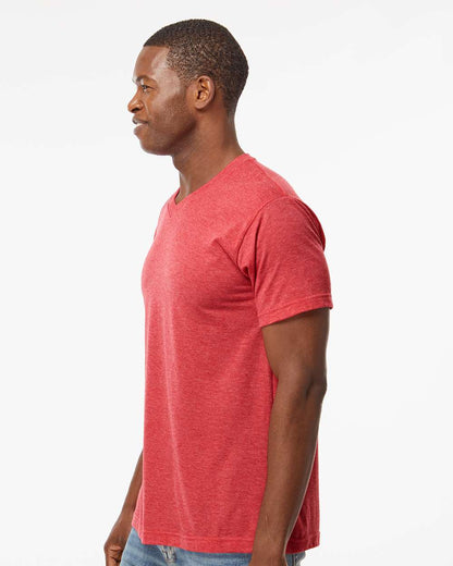 M&O Deluxe Blend V-Neck T-Shirt 3543 #colormdl_Heather Red