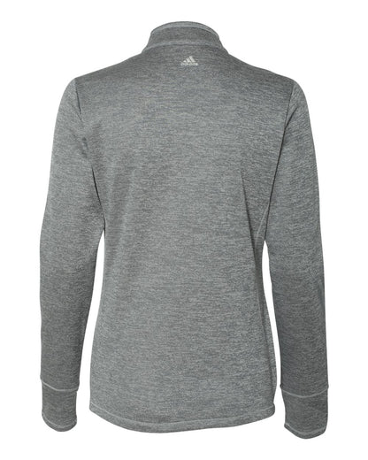 Adidas Women's Brushed Terry Heathered Quarter-Zip Pullover A285 #color_Mid Grey Heather/ Black