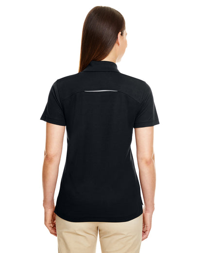 Core365 Ladies' Radiant Performance Piqué Polo with Reflective Piping 78181R #color_BLACK