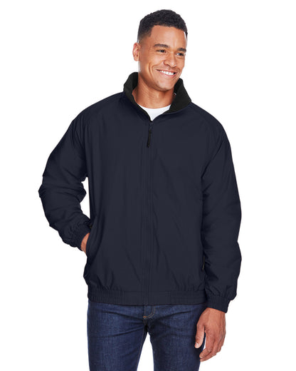 Harriton Adult Fleece-Lined Nylon Jacket M740 #color_NAVY / BLACK