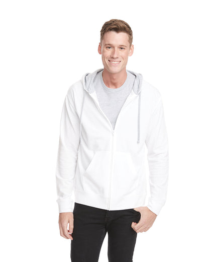 Next Level Apparel Adult Laguna French Terry Full-Zip Hooded Sweatshirt 9601 #color_WHITE / HTHR GRAY