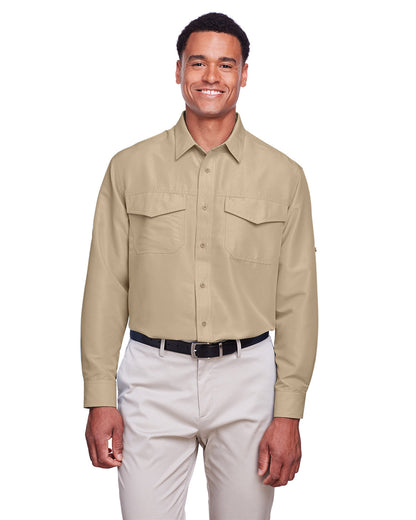 Harriton Men's Key West Long-Sleeve Performance Staff Shirt M580L #color_KHAKI