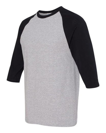 Gildan Heavy Cotton™ Raglan Three-Quarter Sleeve T-Shirt 5700 #color_Sport Grey/ Black