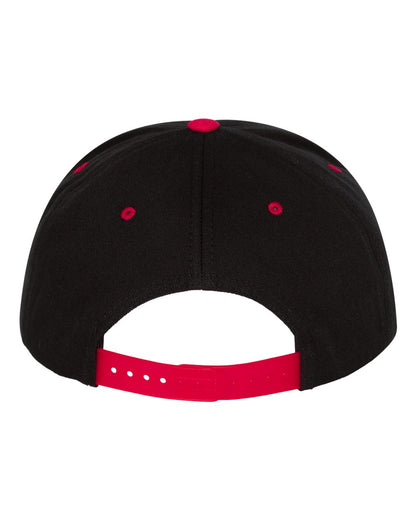 YP Classics Five-Panel Cotton Twill Snapback Cap 6007 #color_Black/ Red