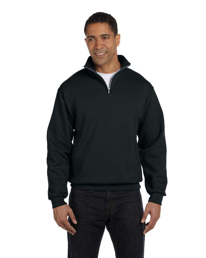 JERZEES Adult 8 oz. NuBlend® Quarter-Zip Cadet Collar Sweatshirt 995M #color_BLACK