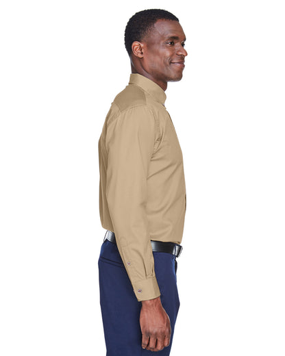 Harriton Men's Tall Easy Blend™ Long-Sleeve Twill Shirt with Stain-Release M500T #color_STONE