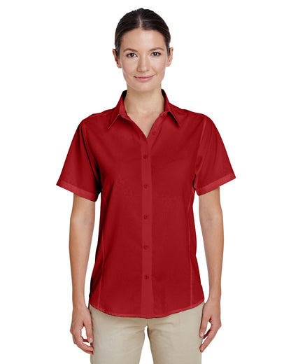 Harriton Ladies' Paradise Short-Sleeve Performance Shirt M610SW #color_PARROT RED