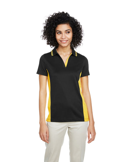 Harriton Ladies' Flash Snag Protection Plus IL Colorblock Polo M386W #color_BLACK / SNRY YLLW