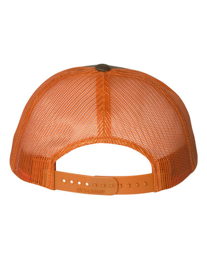 Richardson Low Pro Trucker Cap 115 #color_Dark Loden/ Jaffa Orange