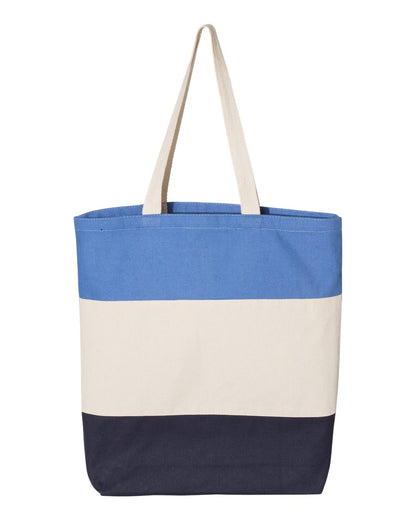 Q-Tees 11L Tri-Color Tote Q125900 #color_Navy/ Natural/ Carolina Blue