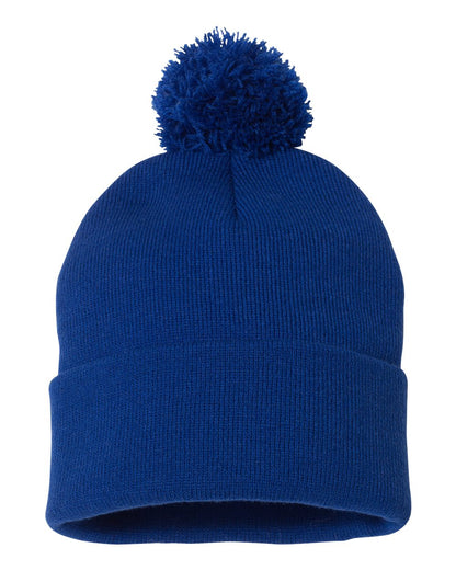 Sportsman 12" Pom-Pom Cuffed Beanie SP15 #color_Royal Blue