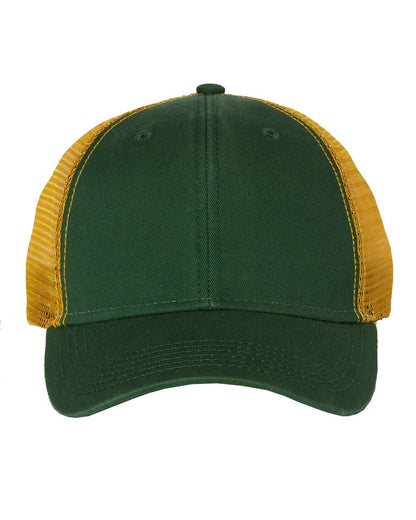 Sportsman Bio-Washed Trucker Cap AH80 #color_Dark Green/ Gold