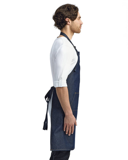 Artisan Collection by Reprime Unisex Jeans Stitch Denim Bib Apron RP126 #color_INDIGO DENIM