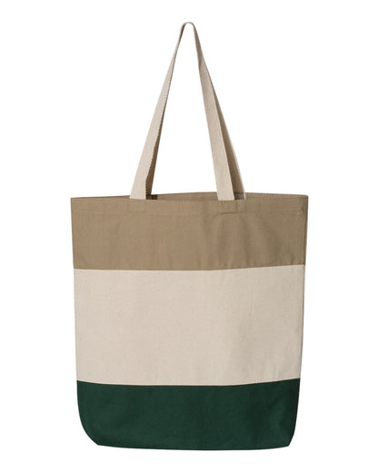 Q-Tees 11L Tri-Color Tote Q125900 #color_Forest/ Natural/ Khaki