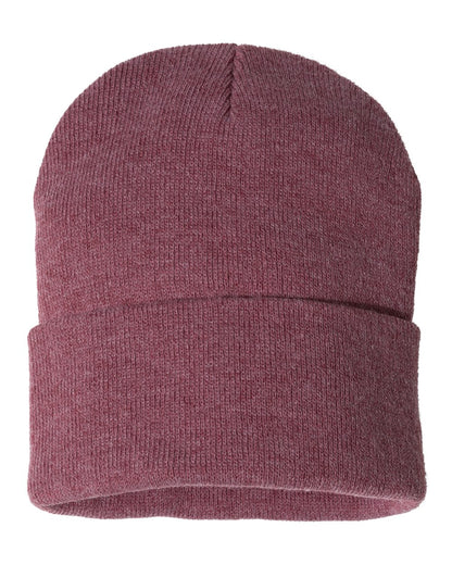 Sportsman 12" Solid Cuffed Beanie SP12 #color_Heather Cardinal