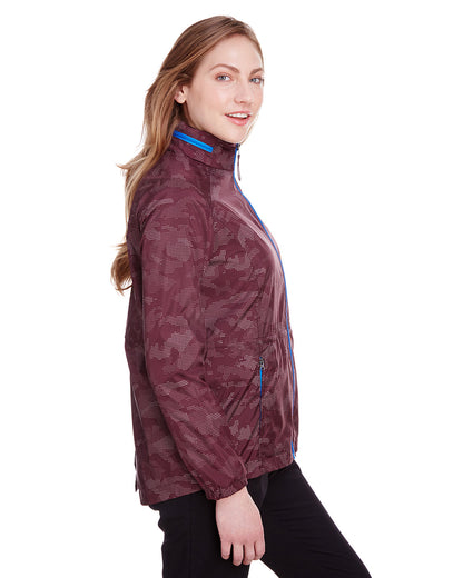 North End Ladies' Rotate Reflective Jacket NE711W #color_BURGNDY / OLY BLU
