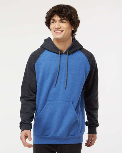 King Fashion Fleece Raglan Hooded Sweatshirt KF4042 #colormdl_Heather Royal/ Dark Charcoal