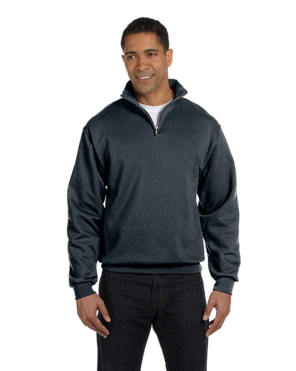JERZEES Adult 8 oz. NuBlend® Quarter-Zip Cadet Collar Sweatshirt 995M #color_BLACK HEATHER