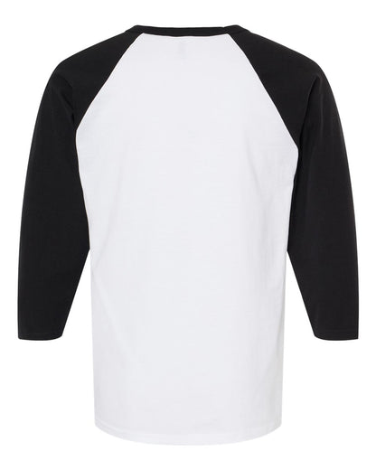 M&O Raglan Three-Quarter Sleeve Baseball T-Shirt 5540 #color_White/ Black