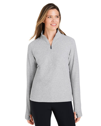 North End Ladies' Spirit Textured Quarter-Zip NE725W #color_PLATINUM HEATHER