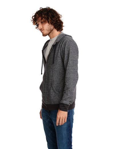 Next Level Adult Pacifica Denim Fleece Full-Zip Hooded Sweatshirt 9600 #color_BLACK