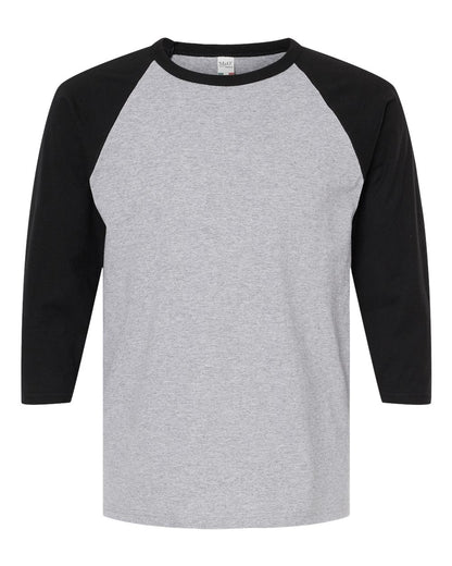 M&O Raglan Three-Quarter Sleeve Baseball T-Shirt 5540 #color_Sport Grey/ Black