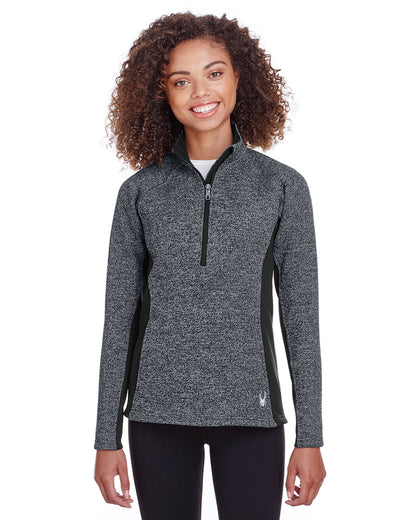 Spyder Ladies' Constant Half-Zip Sweater S16562 #color_BLACK HTHR / BLK