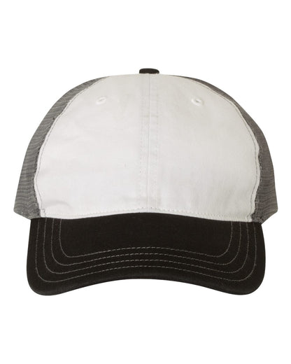 Richardson Garment-Washed Trucker Cap 111 #color_White/ Charcoal/ Black