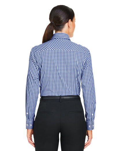 Devon & Jones CrownLux Performance® Ladies' Gingham Shirt DG536W #color_NAVY / WHITE