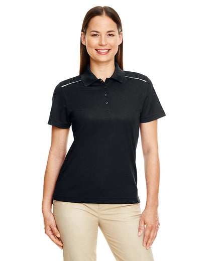 Core365 Ladies' Radiant Performance Piqué Polo with Reflective Piping 78181R #color_BLACK
