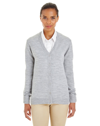 Harriton Ladies' Pilbloc™ V-Neck Button Cardigan Sweater M425W #color_GREY HEATHER