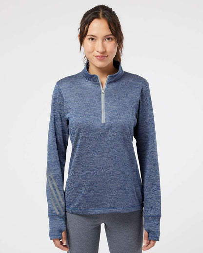 Adidas Women's Brushed Terry Heathered Quarter-Zip Pullover A285 #colormdl_Collegiate Royal Heather/ Mid Grey