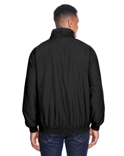 Harriton Adult Fleece-Lined Nylon Jacket M740 #color_BLACK