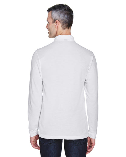 Harriton Men's Easy Blend™ Long-Sleeve Polo M265L #color_WHITE