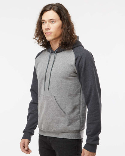 King Fashion Fleece Raglan Hooded Sweatshirt KF4042 #colormdl_Grey Heather/ Dark Charcoal