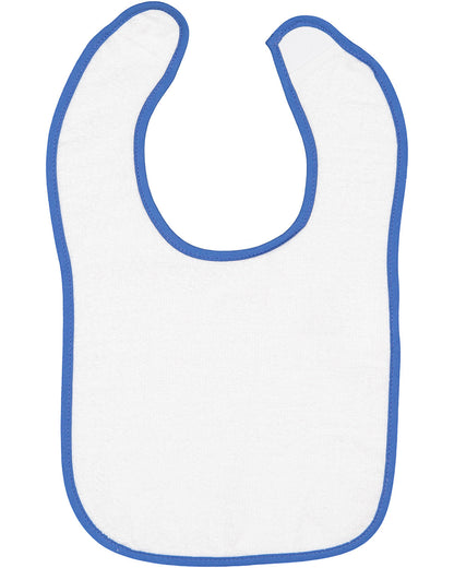 Rabbit Skins Infant Contrast Trim Terry Bib 1003 #color_WHITE / ROYAL