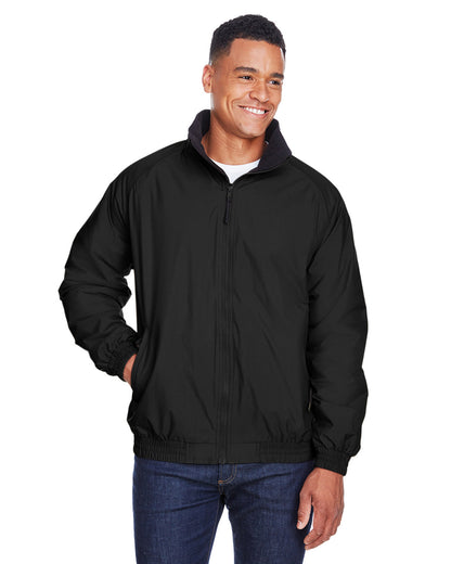 Harriton Adult Fleece-Lined Nylon Jacket M740 #color_BLACK