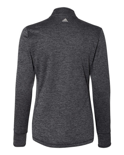 Adidas Women's Brushed Terry Heathered Quarter-Zip Pullover A285 #color_Black Heather/ Mid Grey