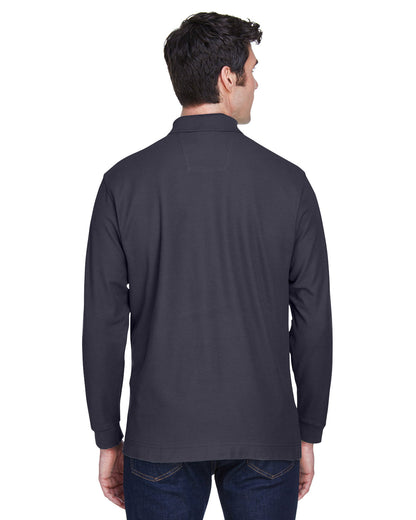 Devon & Jones Men's Pima Piqué Long-Sleeve Polo D110 #color_NAVY