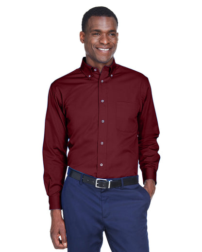 Harriton Men's Easy Blend™ Long-Sleeve Twill Shirt with Stain-Release M500 #color_WINE